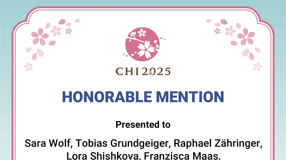 CHI’25: Sara received an honorable mention award